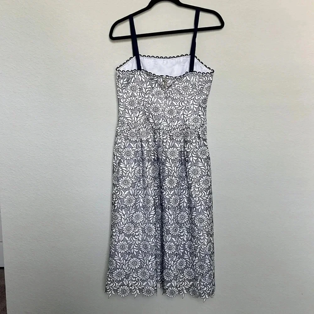 Draper James Navy Blue & White Floral Lace Midi Dress - Picture 3 of 7